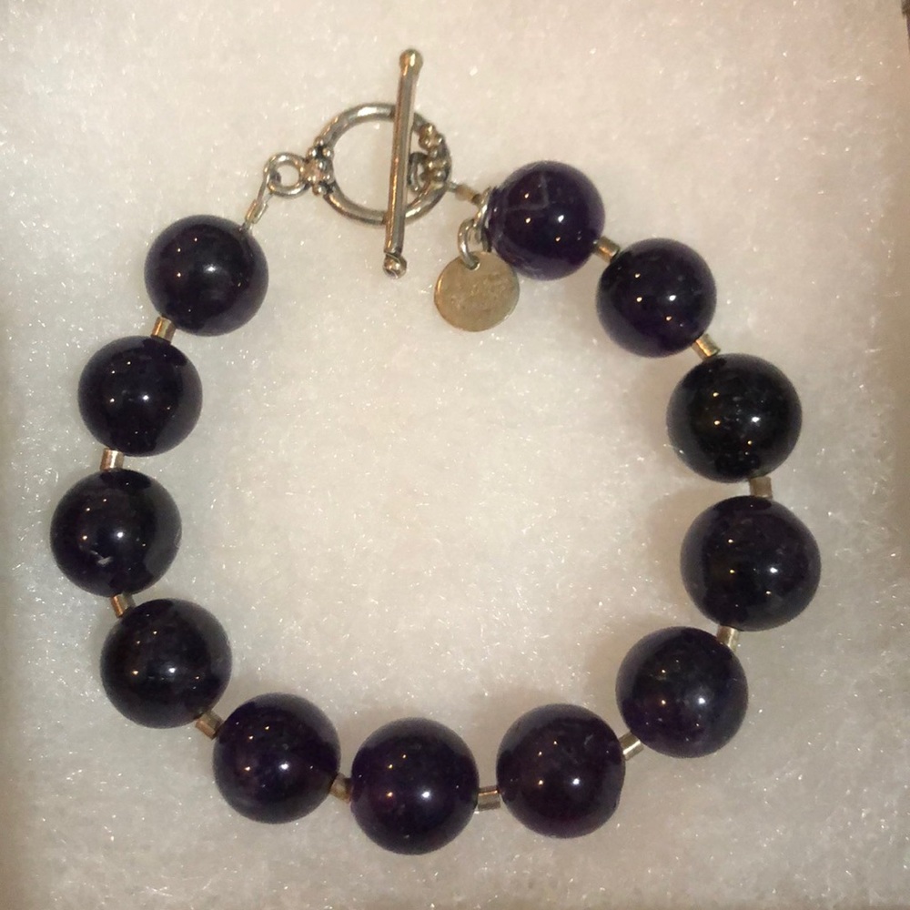 Purple Stone and sterling Silver toggle bracelet